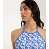 Nicce Renee Halter Neck Top - Iris Blue/ Almond White dama