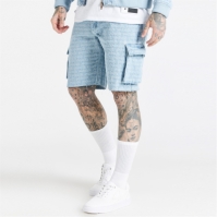 Pantalon scurt Combat SikSilk Jacquard Denim Cargo barbat
