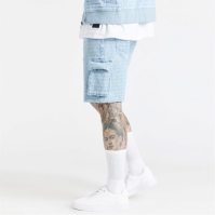 Pantalon scurt Combat SikSilk Jacquard Denim Cargo barbat