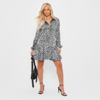 Camasa Rochie I Saw It First Printed Frill Hem Satin
