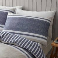 Catherine Lansfield Banded Stripe Reversible Duvet Cover Set