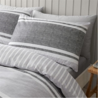 Catherine Lansfield Banded Stripe Reversible Duvet Cover Set