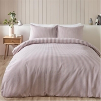 Catherine Lansfield Stripe Cotton Reversible Duvet Cover Set