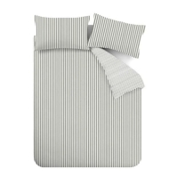 Catherine Lansfield Stripe Cotton Reversible Duvet Cover Set