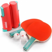 Meteor Sunrise Rollnet ping pong set with net 2 rackets 3 balls red 15044