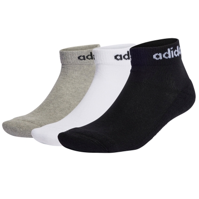 Adidas Linear Ankle Cushioned 3P sosete negru, alb, gri IC1304