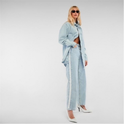 Blug Missguided Distressed Side Straight Leg