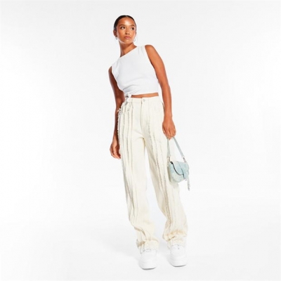 Blug Missguided Frayed Seam Detail Straight Leg