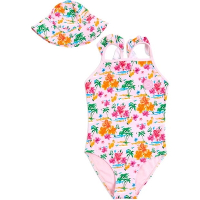 Costum inot Threadbare Print Set Hat & copil