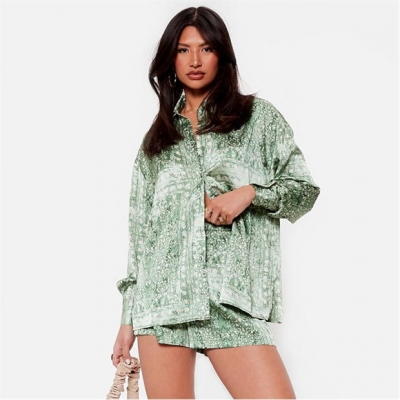 Camasa I Saw It First Printed Oversized Satin Co-Ord