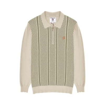 Camasa Lambretta Maneca Lunga Quarter Zip Polo barbat