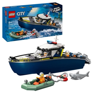 LEGO LEGOr City Police Boat Chase Toy with a Floatable Speedboat and Dinghy 60456