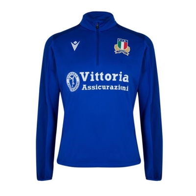 Macron Italy Rugby Quarter Zip Top 2023 2024 adulti