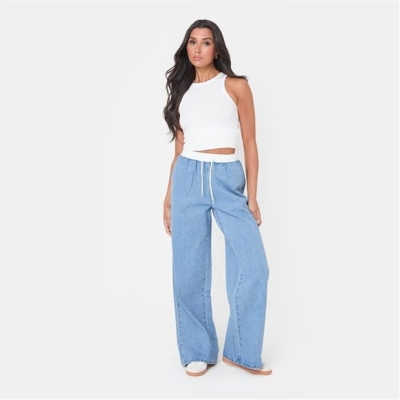 I Saw It First Wide Leg Denim Jogger