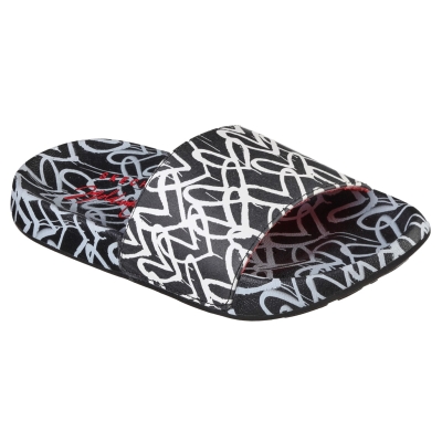 Skechers James Goldcrown Heart Print Slide Sliders fetita