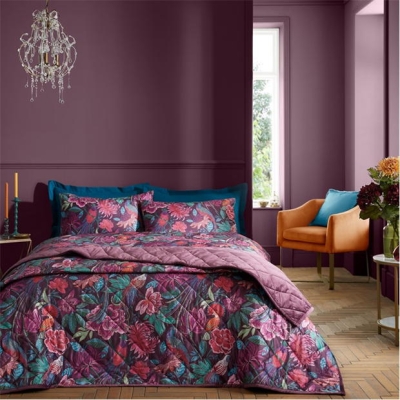 Catherine Lansfield by CL Kate Floral Soft Velvet Bedspread