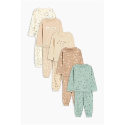 Studio Unisex Pack Of 5 Pyjamas Beige/green