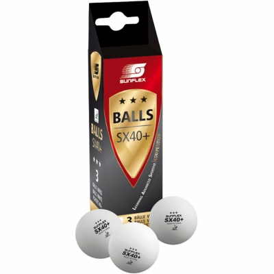 Ping pong balls Sunflex match ITTF 3-Star 3 pcs. white 33306