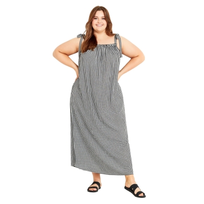 Rochie Evans Gingham Print Maxi