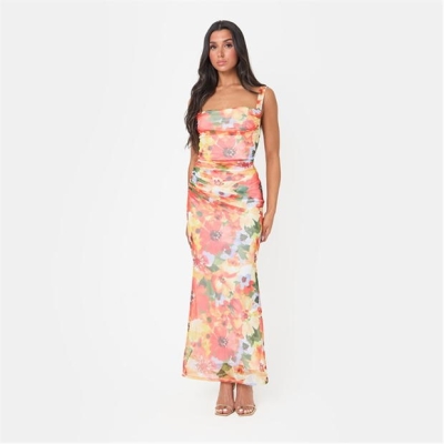 Rochie I Saw It First Floral Mesh Maxi