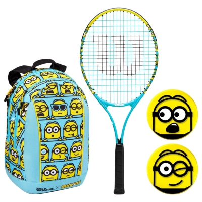 Ghiozdan Racheta tenis Set complet Wilson Minions 2.0 25 with 3 7/8 blue-white WR097510F copil