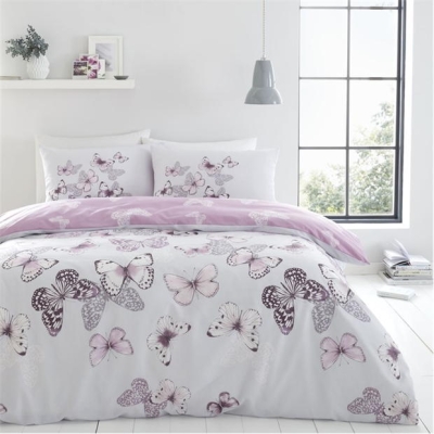 Catherine Lansfield Butterfly Reversible Duvet Cover Set