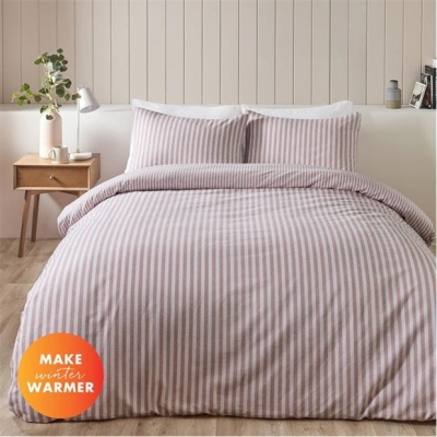 Catherine Lansfield Stripe Cotton Reversible Duvet Cover Set