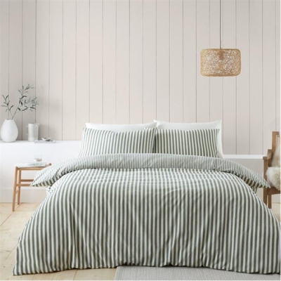 Catherine Lansfield Stripe Cotton Reversible Duvet Cover Set