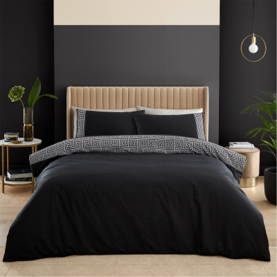 Catherine Lansfield Greek Key Reversible Duvet Cover Set