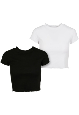 Tricou Cropped Rib 2-Pack dama Urban Classics