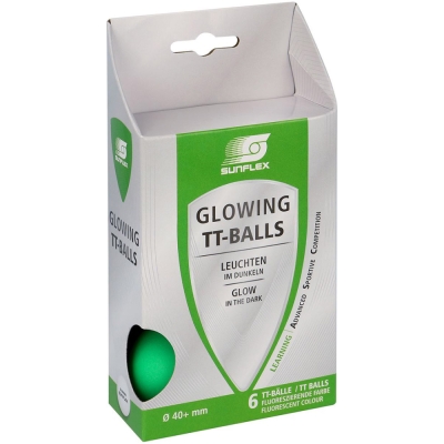 Sunflex Glowing ping pong balls 6 pcs. green 20613