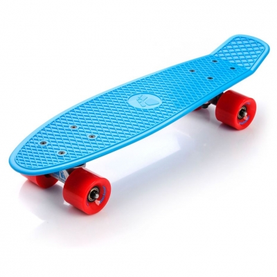 Skateboard METEOR neon blue / red / 23690
