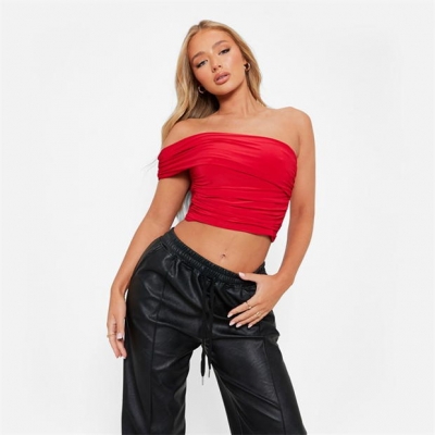 I Saw It First One Shoulder Drape Double Layered Crop Top