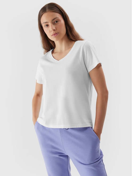 Tricou simplu lejer maneca scurta alb femei