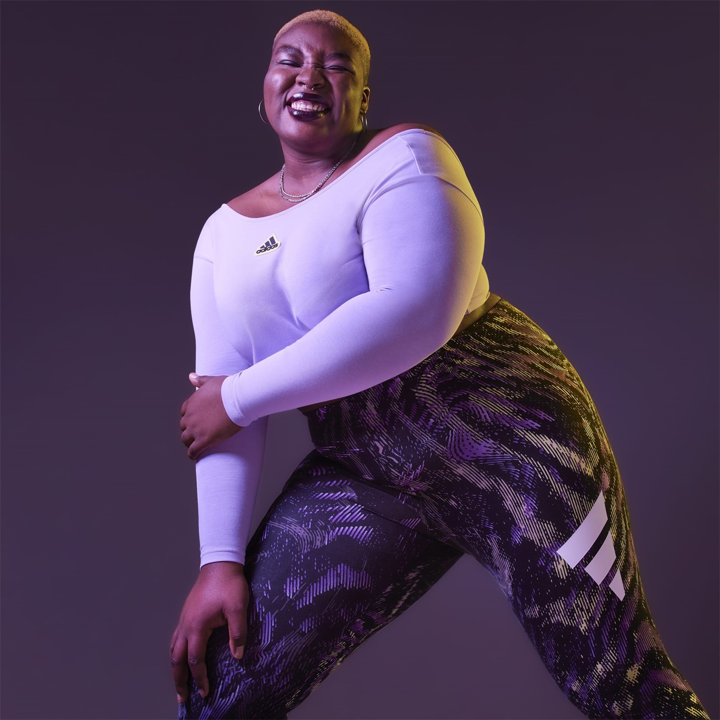 adidas Cropped Long-Sleeve Top (Plus Size) dama