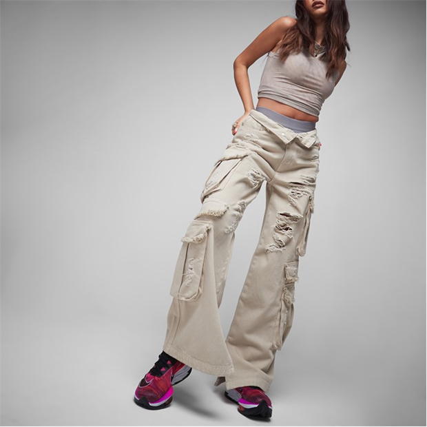 Blug Missguided Distressed Wide Leg Cargo