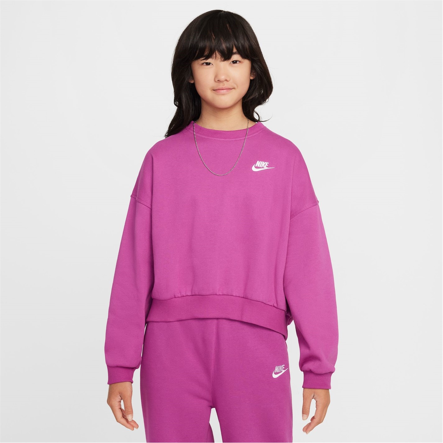 Bluza trening Bluza Nike Sportswear Club Big () Boxy Crewneck copil fetita