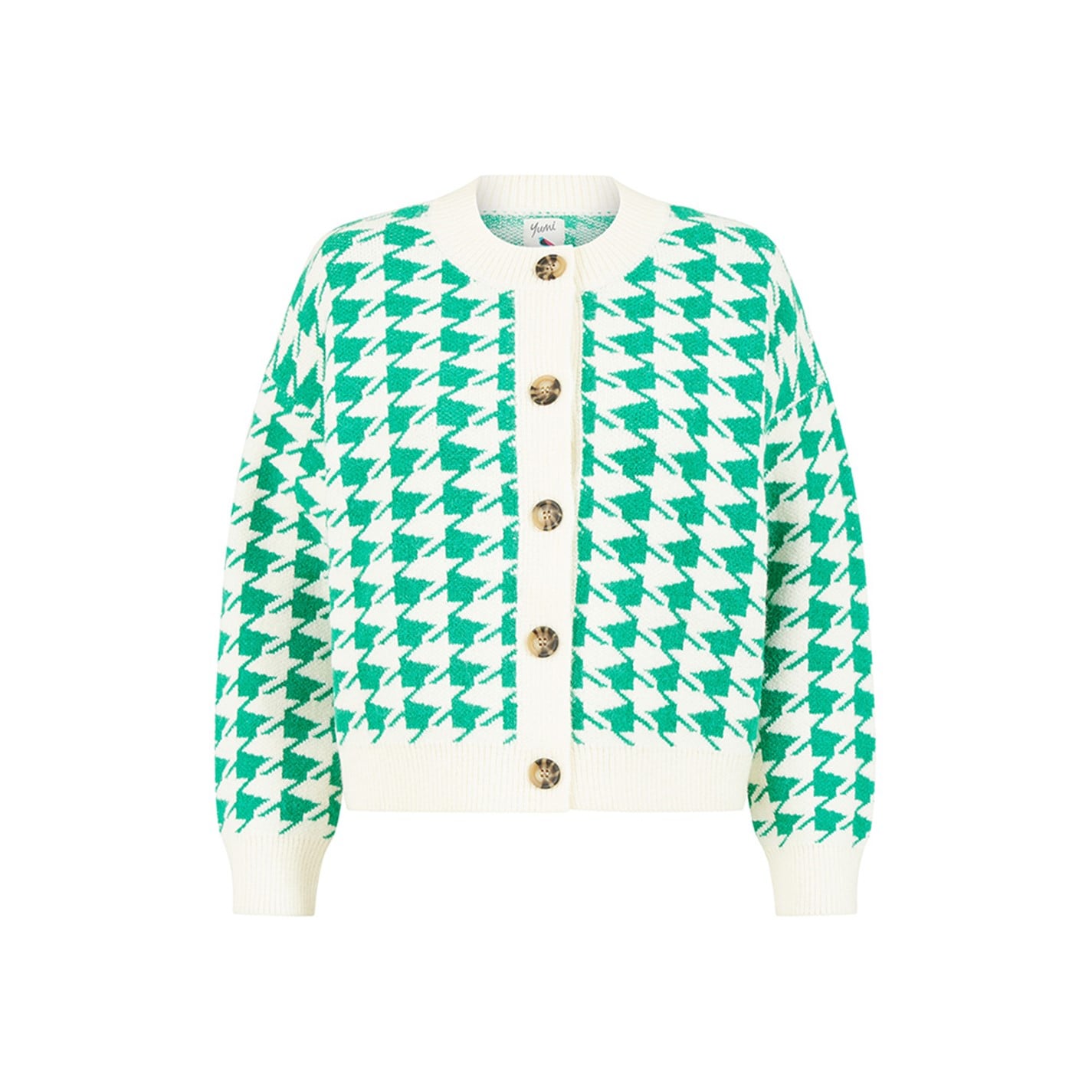 Yumi Yumi Green Houndstooth Cardigan