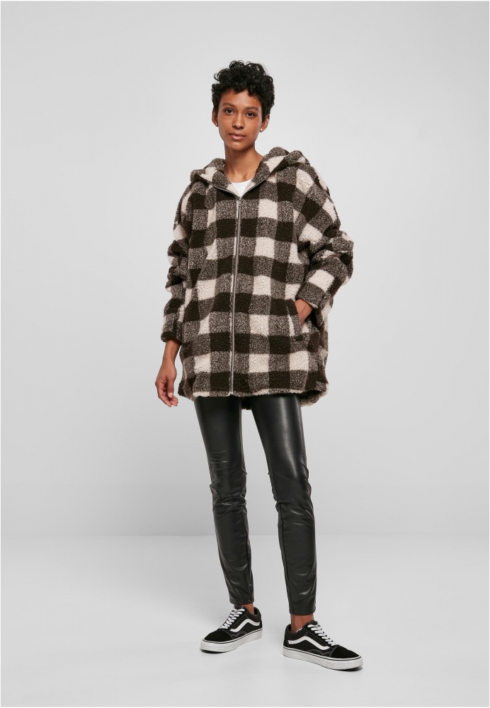 Jacheta Hooded Oversized Check Sherpa dama Urban Classics