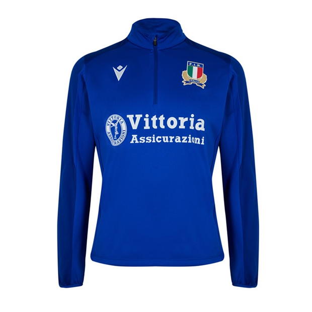 Macron Italy Rugby Quarter Zip Top 2023 2024 adulti