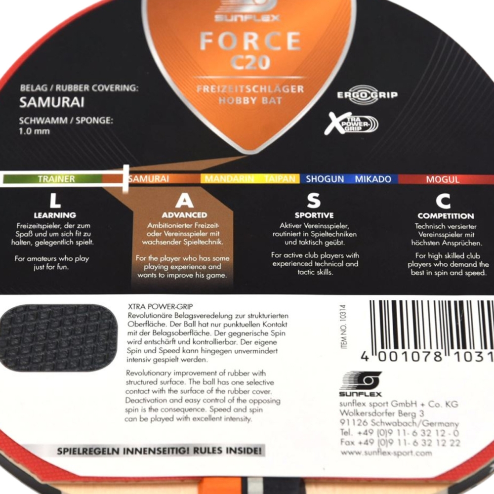 Paleta Ping Pong Sunflex TT Force C20 10314