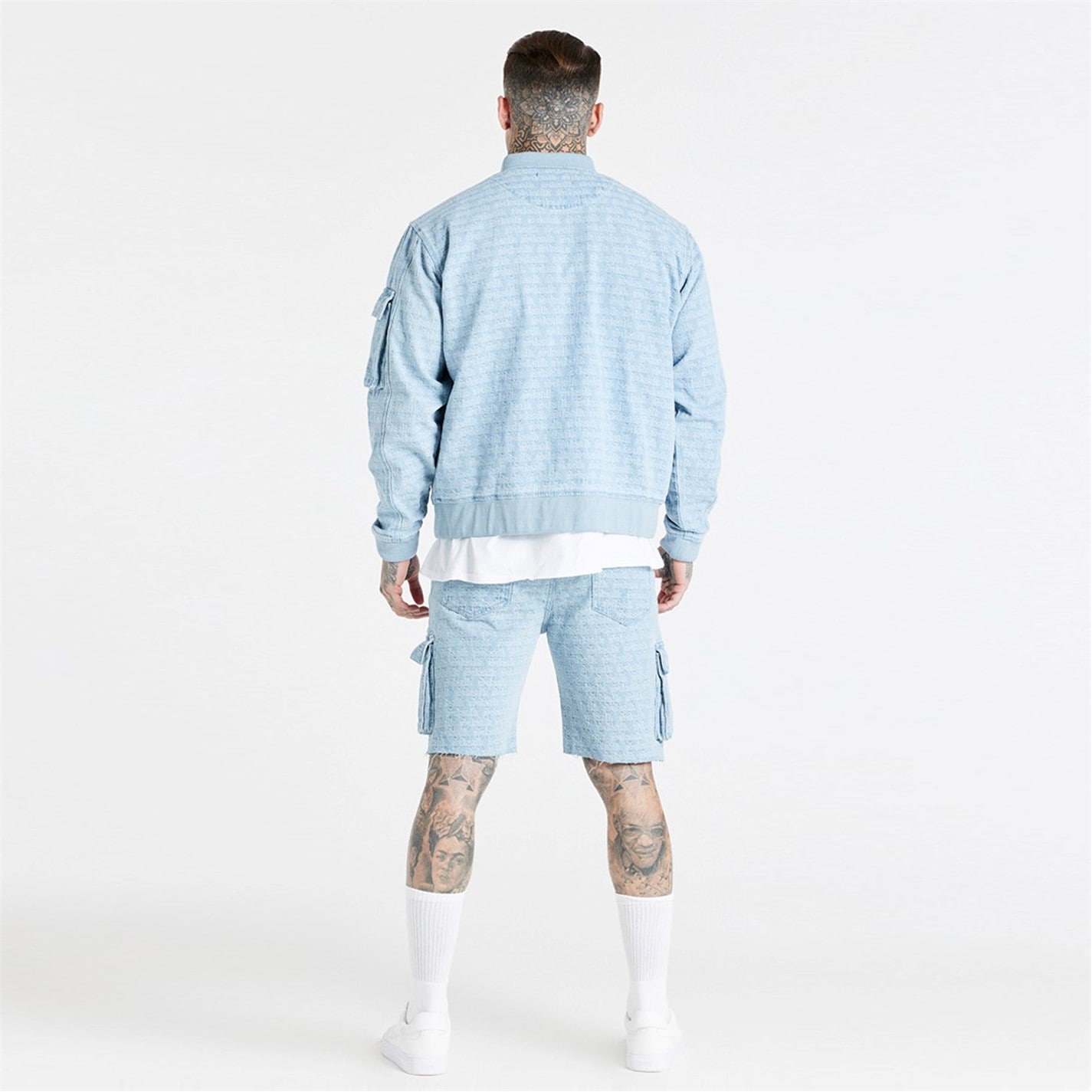 Pantalon scurt Combat SikSilk Jacquard Denim Cargo barbat
