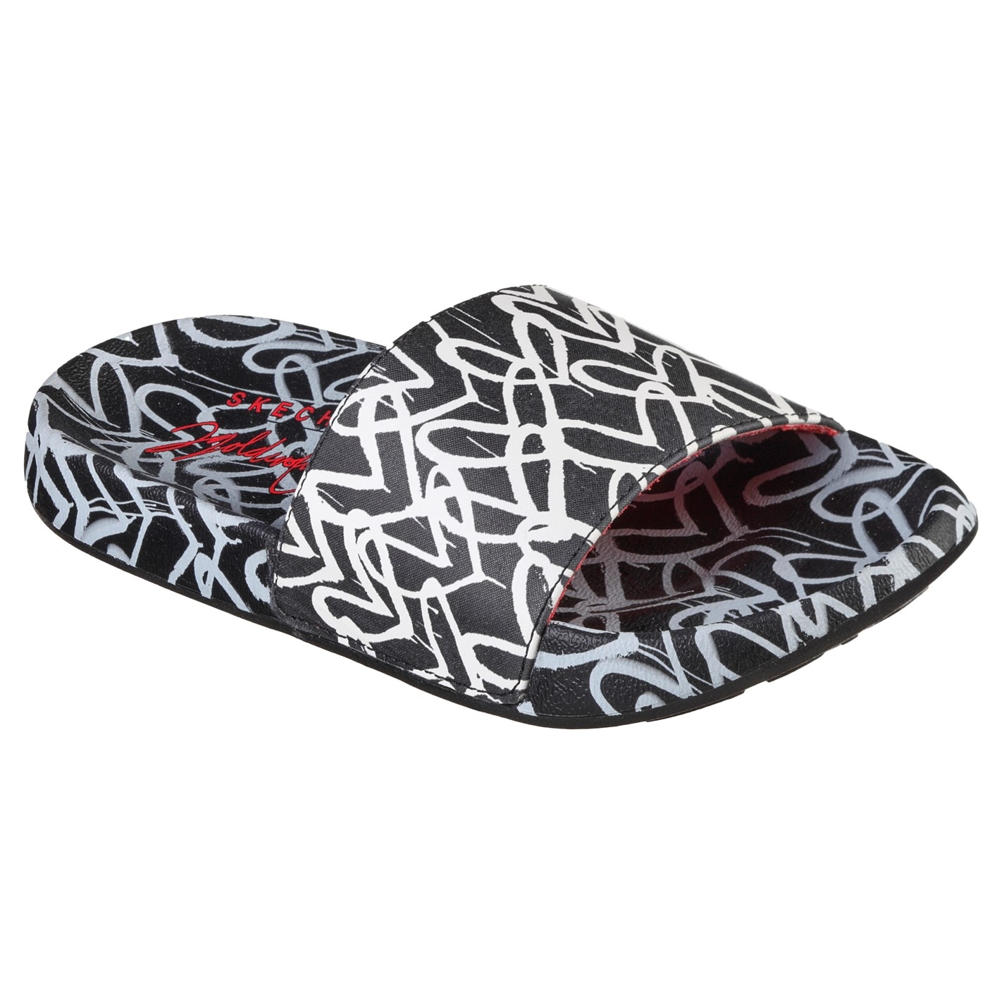 Skechers James Goldcrown Heart Print Slide Sliders fetita