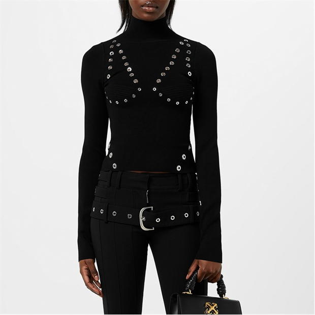 OFF WHITE Eyelet Knitted Top