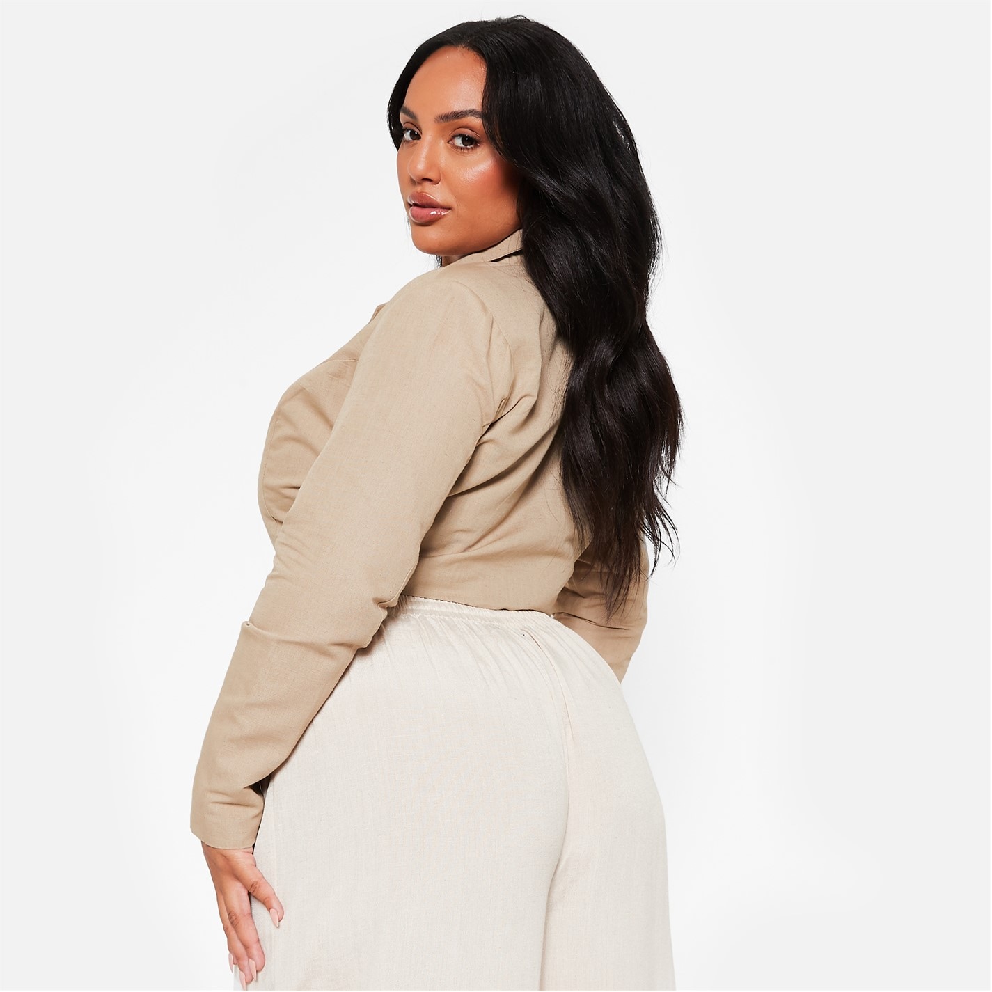 I Saw It First Linen Blend Cropped Blazer Co-Ord
