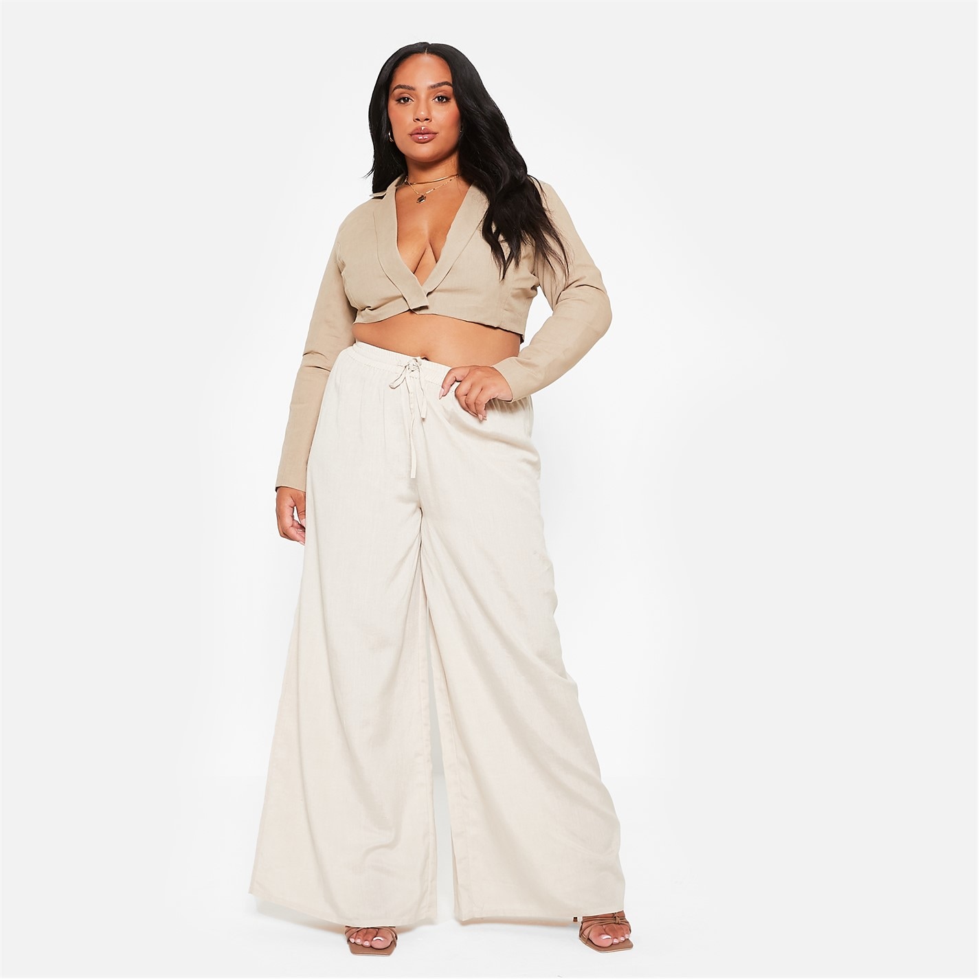 I Saw It First Linen Blend Cropped Blazer Co-Ord