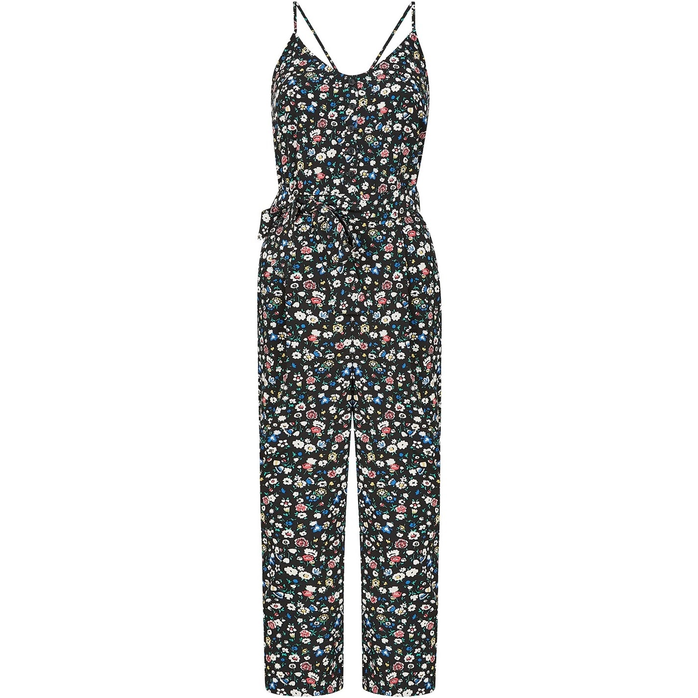 Yumi Yumi Black Ditsy Floral Strap Jumpsuit