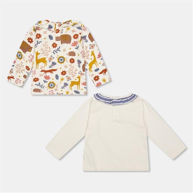 Lilly and Sid & Sid Multicoloured Animal Forest Print And Plain Top - 2 Pack