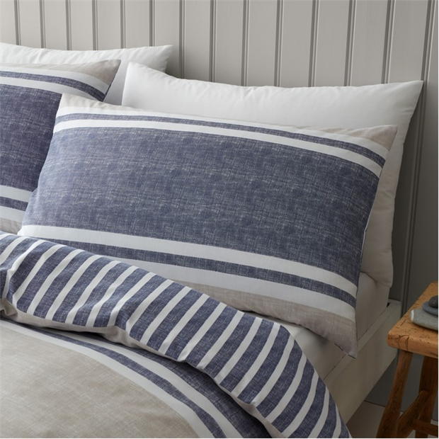 Catherine Lansfield Banded Stripe Reversible Duvet Cover Set