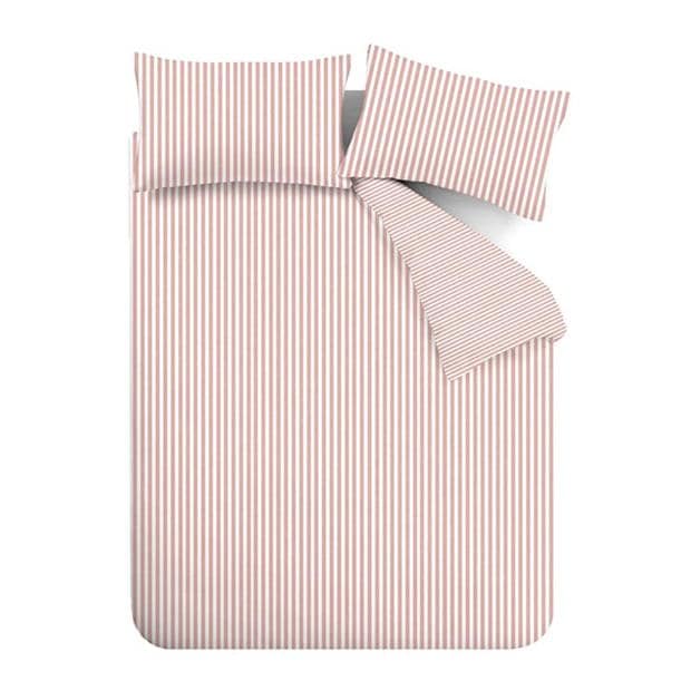 Catherine Lansfield Stripe Cotton Reversible Duvet Cover Set